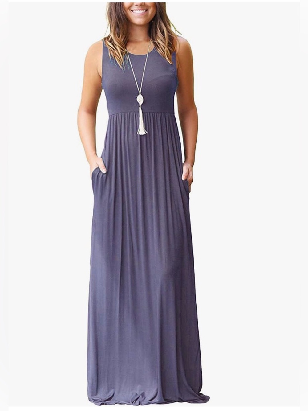 Plus size Sleeveless Maxi Dress in dusty lilac - Casual Comfortable Style